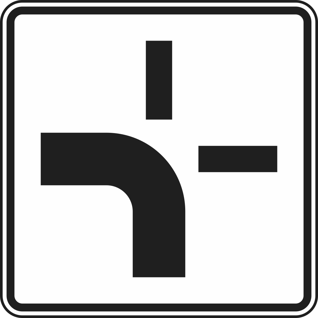 Verlauf der Vorfahrtstraße an Kreuzungen von unten nach links Verlauf der Vorfahrtstraße an Kreuzungen von unten nach links
