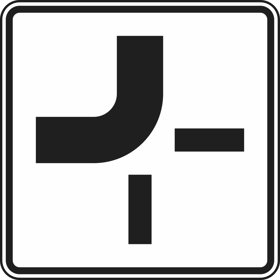 Verlauf der Vorfahrtstraße an Kreuzungen von oben nach links Verlauf der Vorfahrtstraße an Kreuzungen von oben nach links