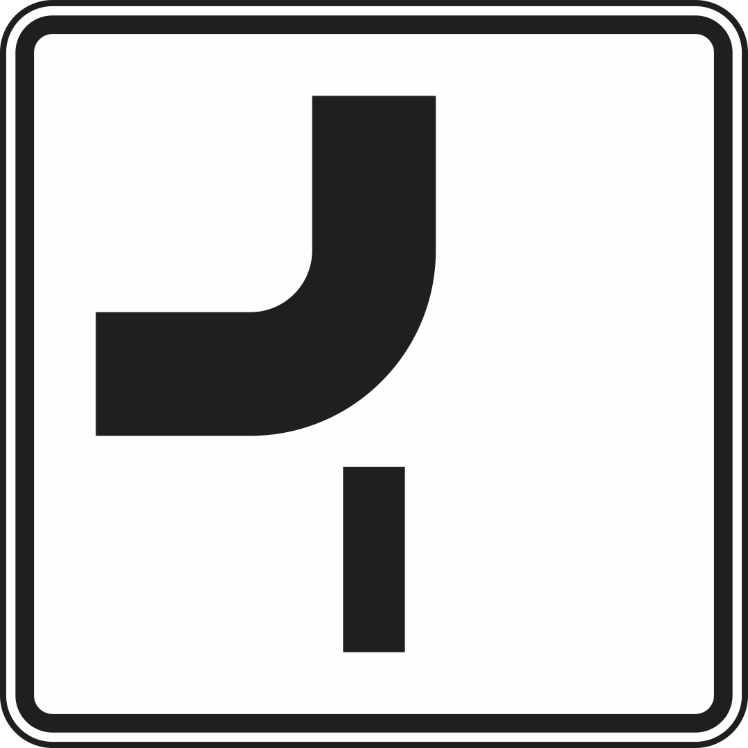 Verlauf der Vorfahrtstraße an Einmündungen von oben nach links, Einmündung von unten Verlauf der Vorfahrtstraße an Einmündungen von oben nach links, Einmündung von unten